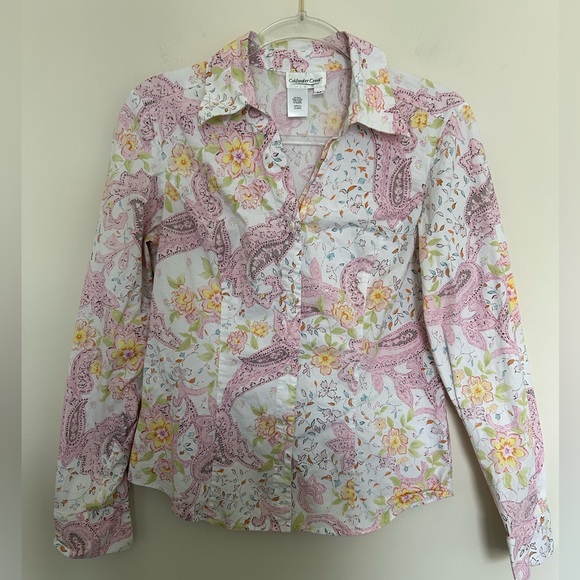 Coldwater Creek Tops - Coldwater‎ Creek Pink Flora Paisley Long Sleeve Button Shirt Cotton Medium